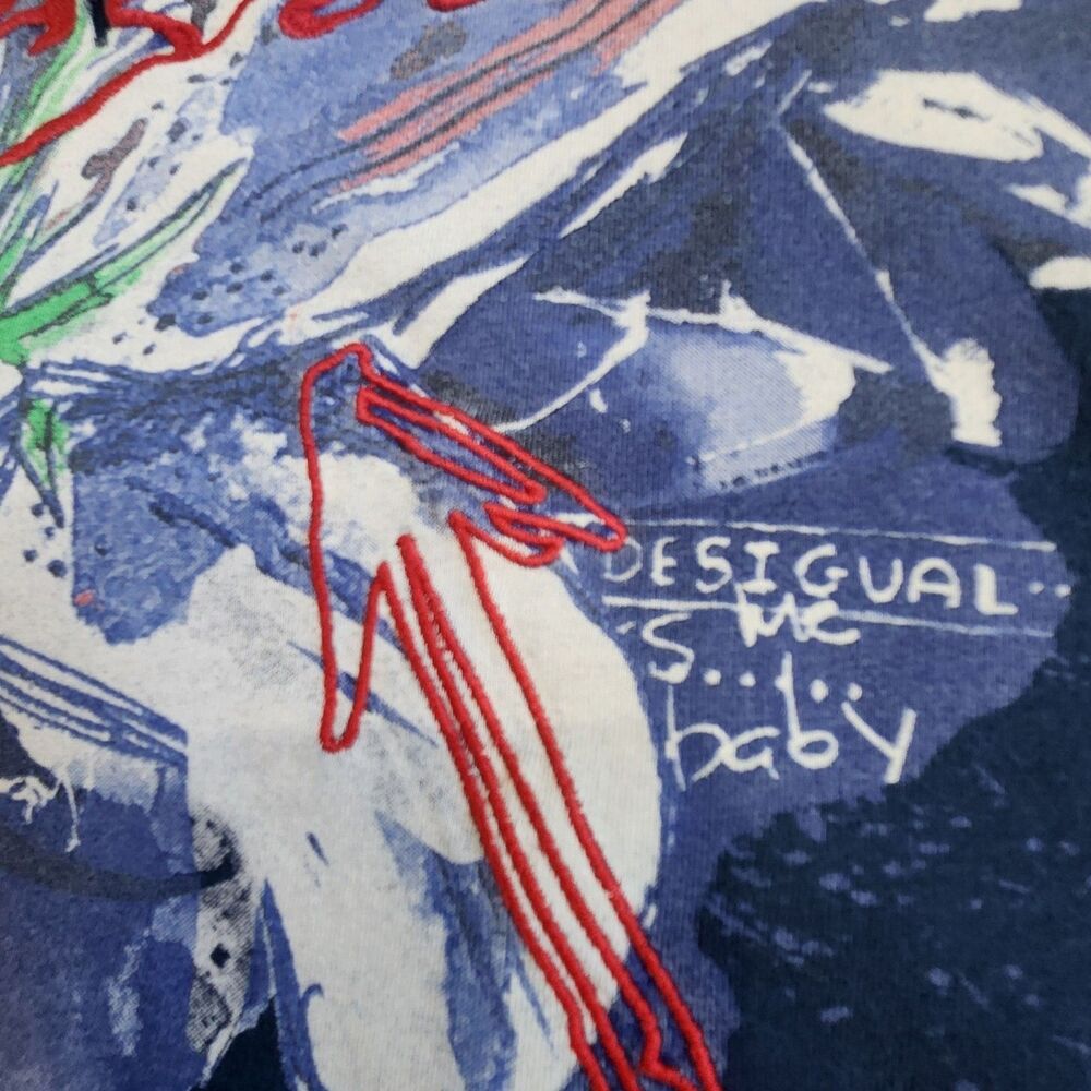Desigual Mens Polo Shirt-Bold Floral Abstract Graphic-Embroidery Spellout-XL-2X* - Picture 7 of 12
